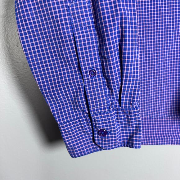 ✨Guess Men’s Button Up Shirt Purple Gingham Check Long Sleeve Size Large - Picture 7 of 7